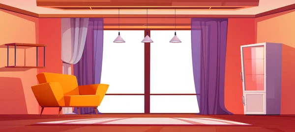 Prázdný Domácí Obývací Pokoj Interiér Karikatura Vektor Moderní Koncepce Renovace — Stockový vektor