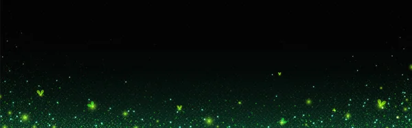 緑の魔法のホタルの虫光のベクトル効果 黒い透明な背景に隔離された虫のほこりの呪文の妖精の物語輝き デザインの下にスターダストファンタジーイラストと昆虫火花粒子 — ストックベクタ