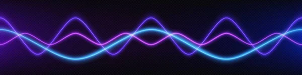 Onde Fréquence Vocale Néon Audio Fond Vectoriel Abstrait Lumière Sonore — Image vectorielle