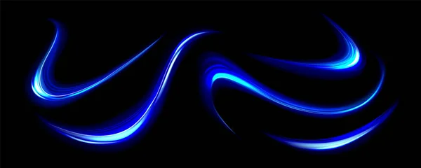 Garis Cahaya Biru Efek Dari Jejak Gerak Kecepatan Garis Abstrak - Stok Vektor