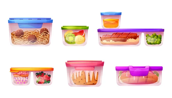 Plastic Lunch Food Storage Container Icon Vector Illustration Isolated Cooked — Stock Vector
