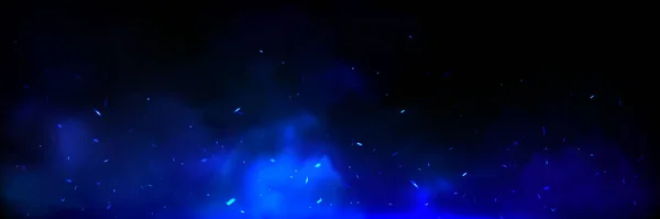 Blauer Feuerüberzug Mit Funkenflamme Und Rauchrealistischem Hintergrund Fliegendes Licht Eis — Stockvektor