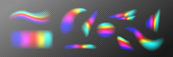 Rainbow Light Flares Prism Crystal Glass Diamond Overlay Texture Lens — Stock Vector