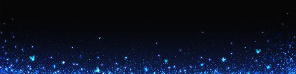 青い魔法のホタルの虫光ベクトル効果 黒い透明な背景に隔離された虫のほこりの呪文の妖精の物語輝き デザインの下にスターダストファンタジーイラストと昆虫火花粒子 — ストックベクタ