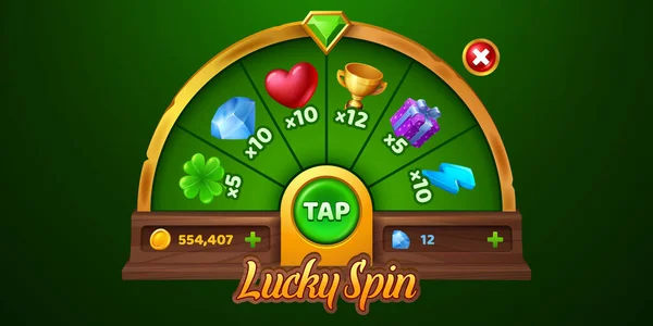Spin Roulette Wiel Spel Met Knop Vector Illustratie Casino Fortuin — Stockvector