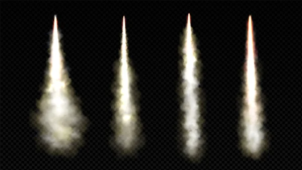 Raketa Odpálí Kouřovou Stopu Ohnivým Vektorem Plamene Izolovaný Realistický Efekt — Stockový vektor
