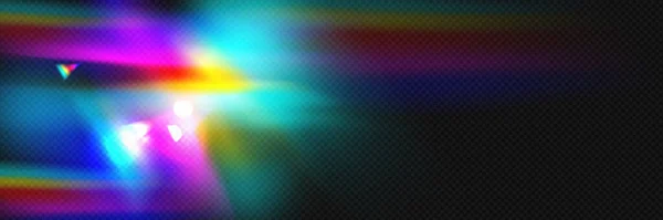 Szivárvány Prizma Könnyű Kristály Üveg Overlay Textúra Hologram Fáklya Szikrázó — Stock Vector