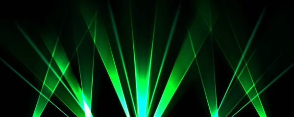 Laser Ukazuje Pozadí Světelnými Paprsky Noci Abstraktní Paprsky Reflektorů Zelené — Stockový vektor