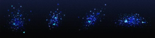 Blue Firefly Light Night Vector Effect Transparent Background Magic Bug — Stock Vector