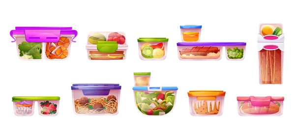 Illustrazione Vettoriale Dell Icona Del Contenitore Alimenti Pranzo Plastica Confezione — Vettoriale Stock