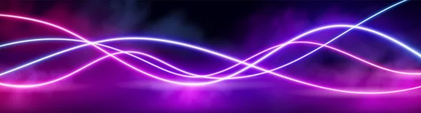 Neon Ljudfrekvens Våg Och Abstrakt Ljud Ljus Vektor Bakgrund Konstruktion — Stock vektor