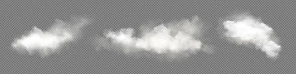 Transparentní Vektor Bílý Mrak Oblohy Realistický Set Mlha Kouř Png — Stockový vektor