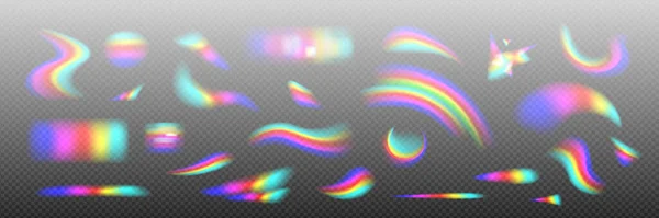 Realistic Set Light Refraction Effects Isolated Transparent Background Vector Illustration — Stock Vector