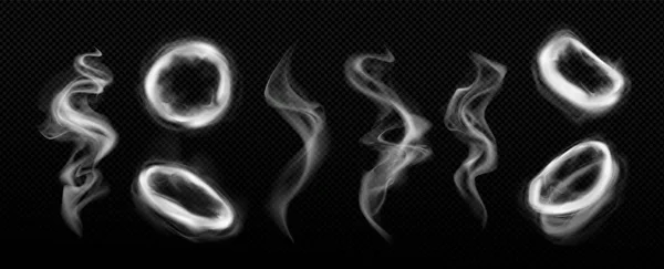 Círculo Humo Vapor Hookah Efecto Vector Tornado Realista Abstracto Cigarrillo — Archivo Imágenes Vectoriales