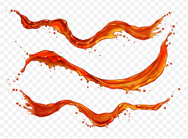 Vector Red Orange Liquid Fruit Splash Flow Isoliert Auf Transparentem — Stockvektor
