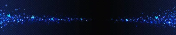 Blaues Licht Funkelt Und Glühwürmchen Leuchten Auf Transparentem Hintergrund Vektor — Stockvektor
