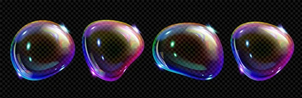 Вектор Спектра Пенополиуретана Иридесцентного Жидкого Стекла Реалистичный Прозрачный Мыльный Пузырь — стоковый вектор