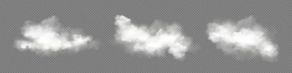 Nubes Cúmulos Realistas Colocadas Aisladas Sobre Fondo Transparente Ilustración Vectorial — Archivo Imágenes Vectoriales