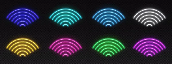 Wifi Neon Internet Signal Light Glow Icon Vector 디지털 라우터 — 스톡 벡터
