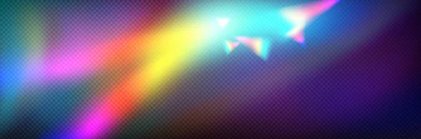 Arco Íris Prisma Luz Cristal Vidro Sobreposição Textura Flare Holograma — Vetor de Stock