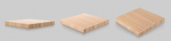 Realistische Set Vierkante Houten Planken Geïsoleerd Transparante Achtergrond Vector Illustratie — Stockvector