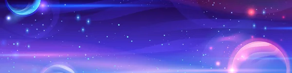 Purple Sky Galaxy Latar Belakang Vektor Malam Pink Abstrak Banner - Stok Vektor