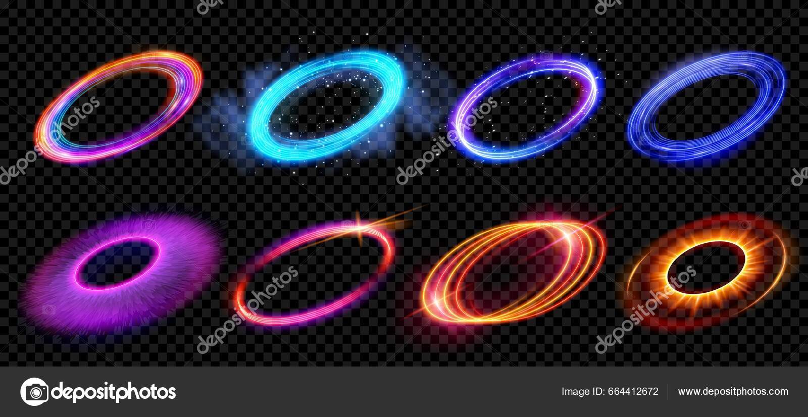 Anillo Neón Abstracto Halo Luz Vector Llamarada Efecto Aislado