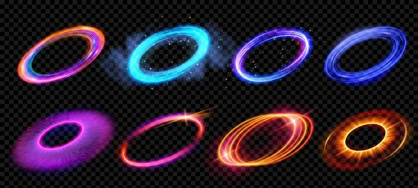 Abstract Neon Ring Halo Light Vector Flare Effect Isolado Sobre —  Vetores de Stock
