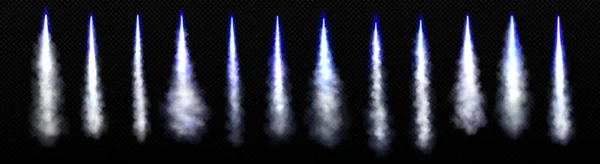 Roket Uzay Gemisi Jet Kalkışı Dumanlı Yangın Izleri Mavi Alev — Stok Vektör