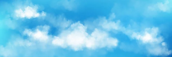 Реалистичное Голубое Небо Белыми Облаками Векторная Иллюстрация Летнего Дневного Облачного — стоковый вектор