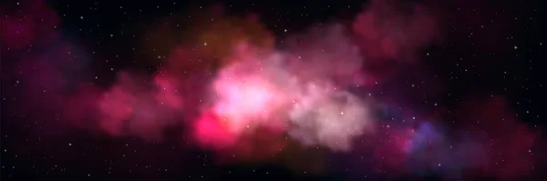 Cielo Nocturno Realista Con Nubes Rosadas Ilustración Vectorial Estrellas Brillantes — Archivo Imágenes Vectoriales