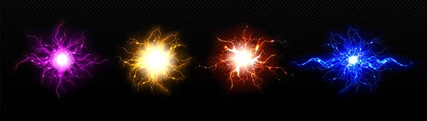 Cercle Boulon Réaliste Avec Effet Vecteur Explosion Foudre Tonnerre Électrique — Image vectorielle