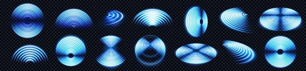 Ρεαλιστικό Σύνολο Μπλε Σημάτων Ραδιοκυμάτων Που Απομονώνονται Διαφανές Φόντο Εικονογράφηση — Διανυσματικό Αρχείο