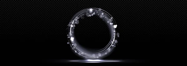 White Light Glow Circle Vector Ring Glitter Bokeh Effect Magic — Stock Vector
