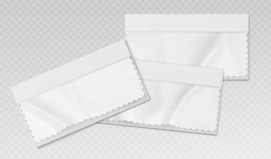 Gerçekçi kumaş numunesinin zikzak köşesi. Kart şablonundaki beyaz tekstil parçası izole vektör not defteri. 3d kumaş ve mobilya dikiş yaması sunumu moodboard veya iç mimari maketi