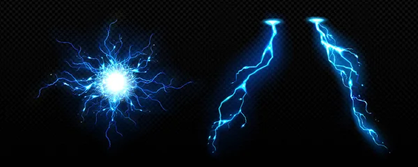 에너지 마법의 일러스트입니다 리얼리티 스피어와 뇌우는 방전을 일으킨다 번쩍번쩍 빛나는 — 스톡 벡터