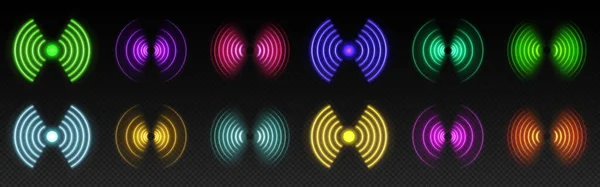 Wifi Neon Light Symbol Technology Vektoreffekt Abstraktes Funkwellenzeichen Leuchtet Sound — Stockvektor