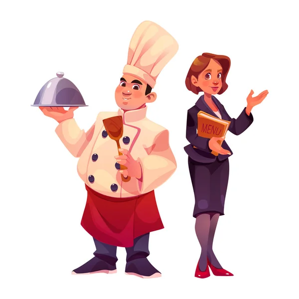 Restaurante Cocinero Chef Gerente Personaje Vector Ilustración Equipo Trabajadores Hospitalidad — Vector de stock