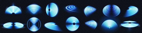 Blue Wifi Signal Symbol Neon Light Effect Transparent Background Wireless — Stock Vector