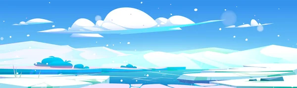 North Pole Winter Glacier Cartoon Landscape Vector Ice Snow Antarctica — Stock Vector