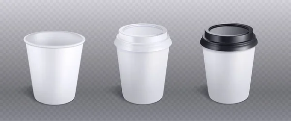 Modèle Vectoriel Isolé Tasse Café Papier Blanc Boisson Jetable Maquette — Image vectorielle