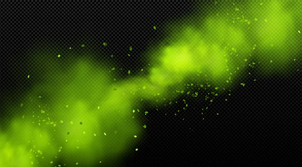 Groene Realistische Giftige Rookwolk Met Licht Geïsoleerde Vector Chemische Dynamische — Stockvector