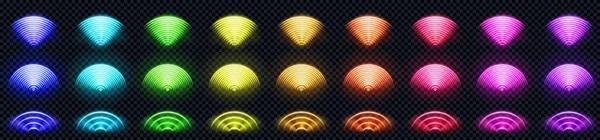 Wifi Neonljus Teknik Trådlös Signal Abstrakt Våg Vektor Tecken Lila — Stock vektor