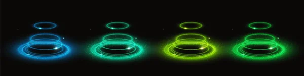Κύκλος Νέον Φως Επίδραση Ενέργειας Λάμψη Πύλη Παιχνίδι — Διανυσματικό Αρχείο