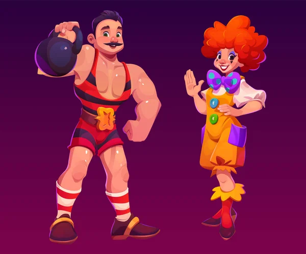 Карнавальный Цирковой Вектор Иллюстрация Характера Человека Девушка Клоун Забавный Человек — стоковый вектор