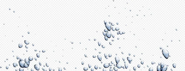 Soda Water Bubble Drop Isolated Vector Background Black Underwater Fizzy — Stock Vector
