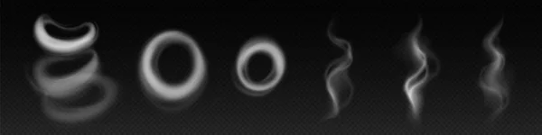 Smoke Dampf Kreis Ring Vektor Wolkeneffekt Realistische Vapi Oder Shisha — Stockvektor