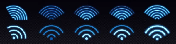 Εικόνες Νέον Του Σήματος Wifi Κυκλικό Σύμβολο Ηχητικού Κύματος Ασύρματου — Διανυσματικό Αρχείο