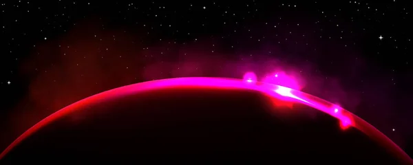 Terre Planète Horizon Lunaire Lever Soleil Éclipse Fond Abstrait Univers — Image vectorielle