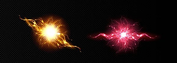 Bolas Relâmpago Elétrico Efeito Explosão Energia Com Parafuso Luz Explosão — Vetor de Stock
